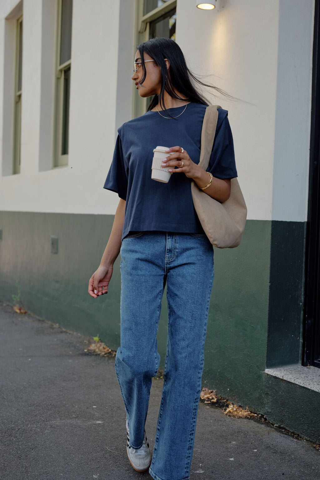 Rainey Pleat Sleeve Tee - True Navy
