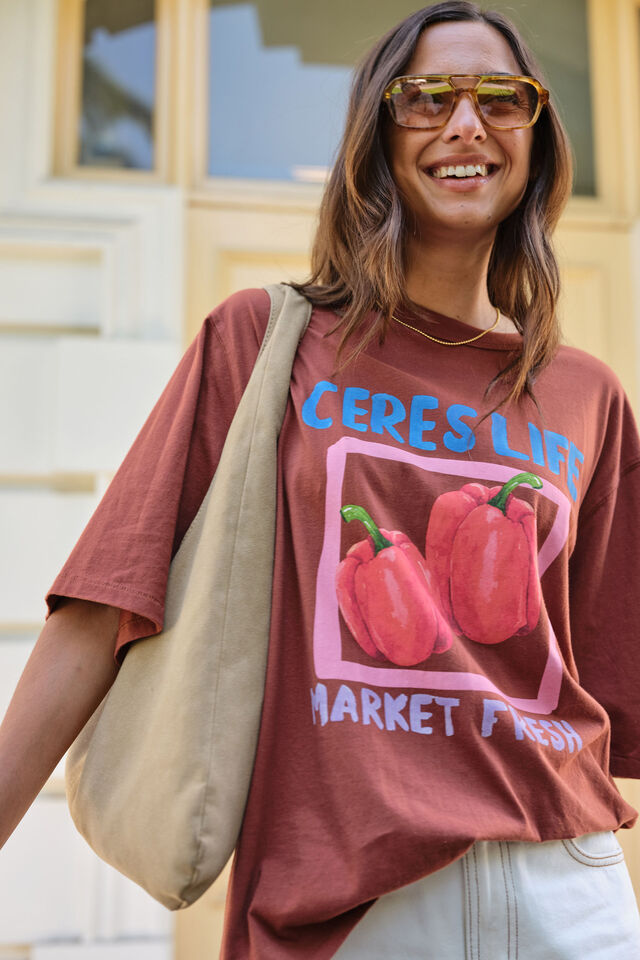 Liv Oversized Tee - Ginger/Farmers Market