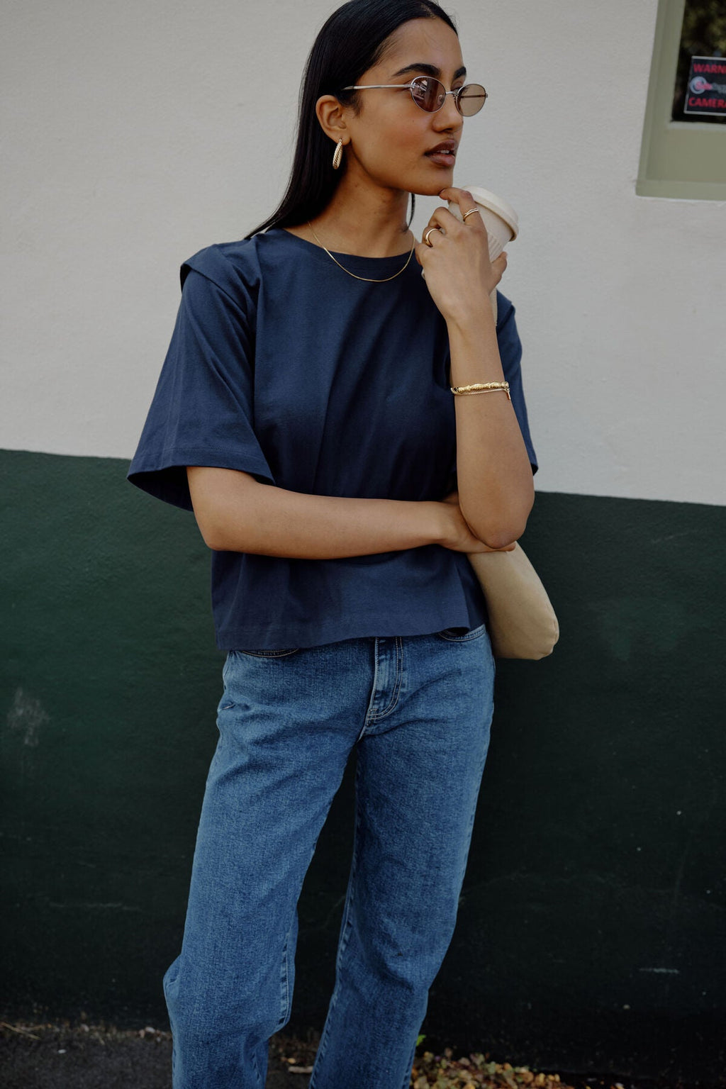 Rainey Pleat Sleeve Tee - True Navy