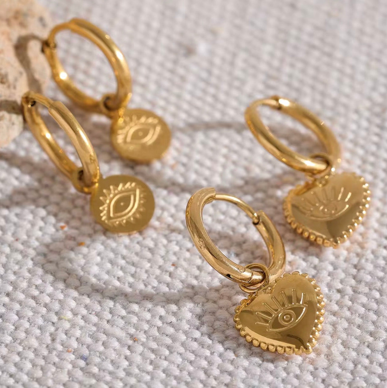 Amulet Coin Earrings Gold