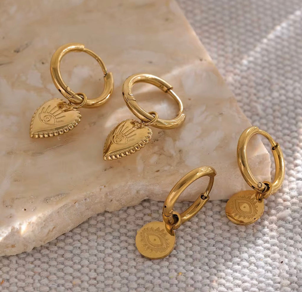 Amulet Coin Earrings Gold
