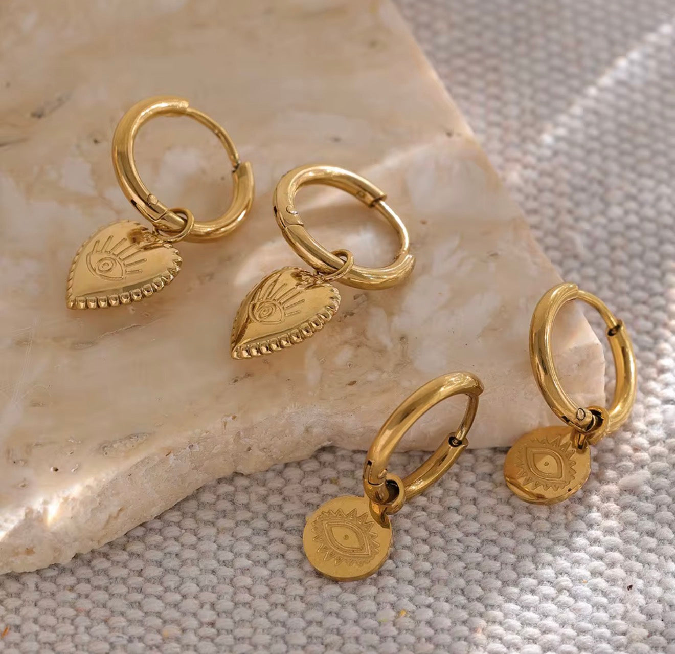 Amulet Coin Earrings Gold