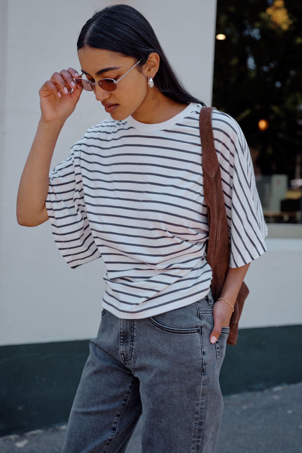 Lucy Relaxed Sleeve Tee - Vanilla/Phantom Stripe