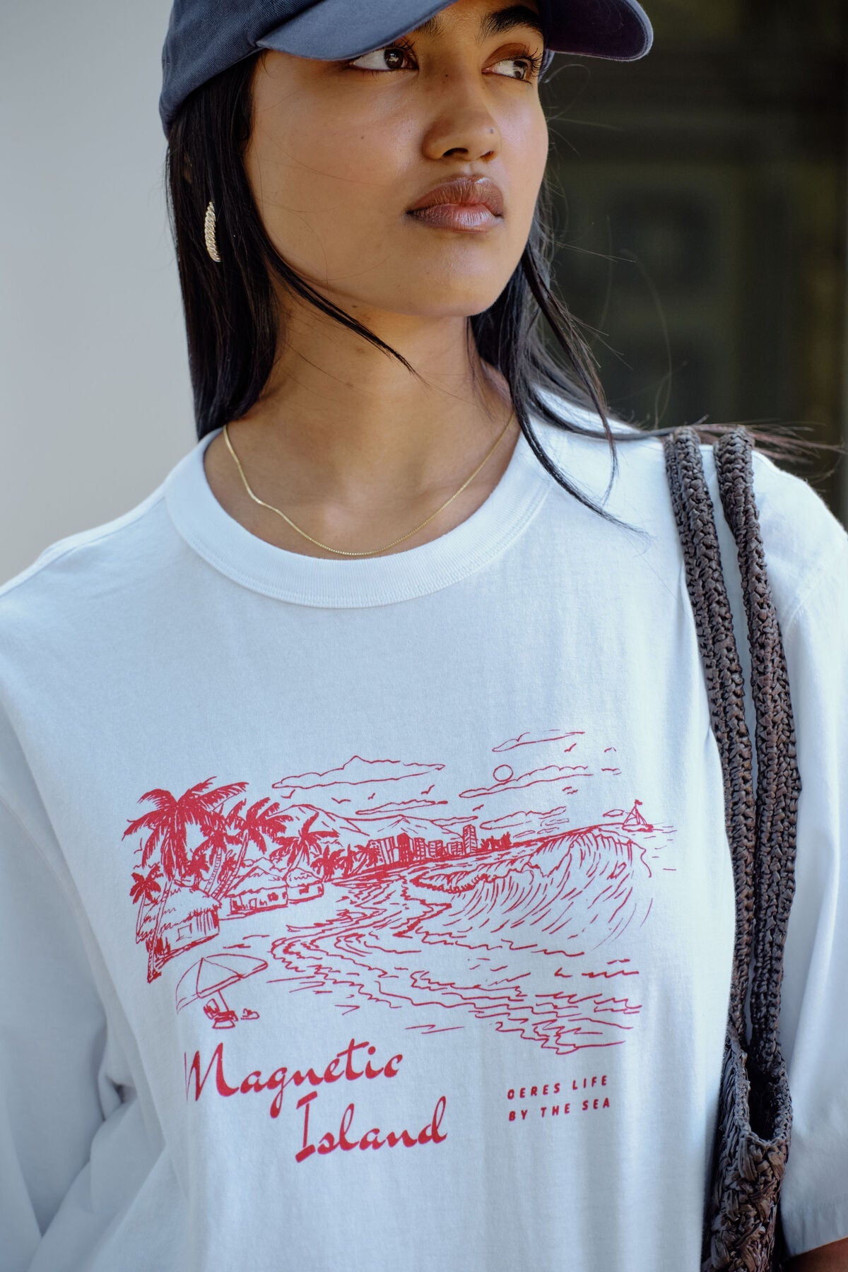 Macy Print Tee - White/Maggie Island