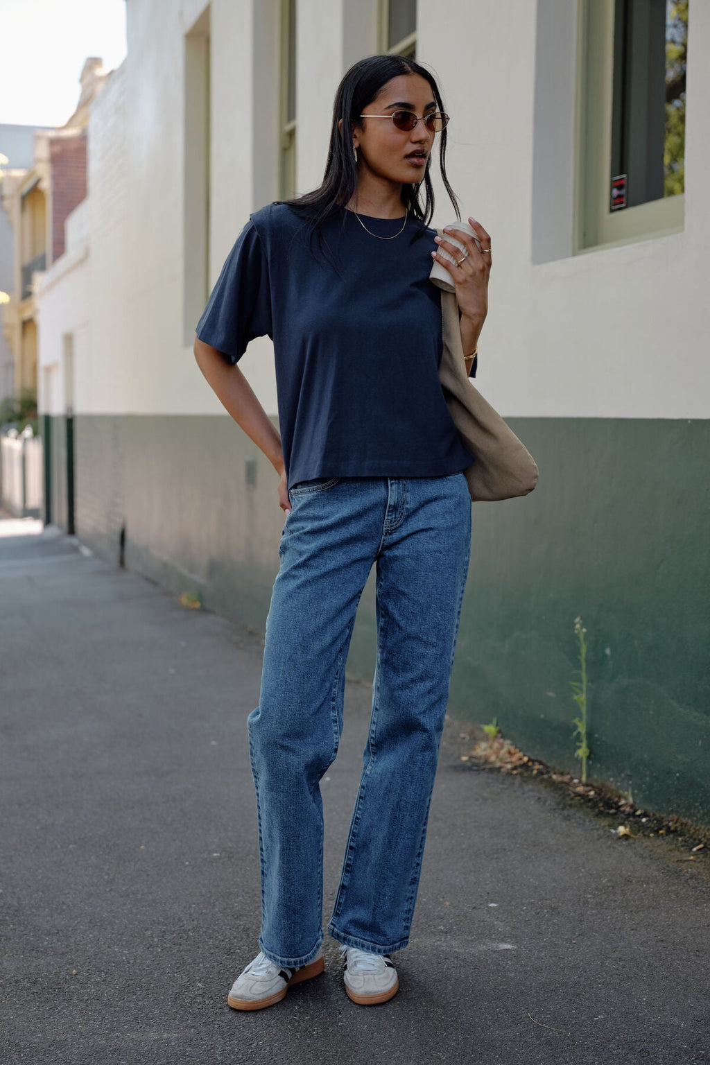 Rainey Pleat Sleeve Tee - True Navy