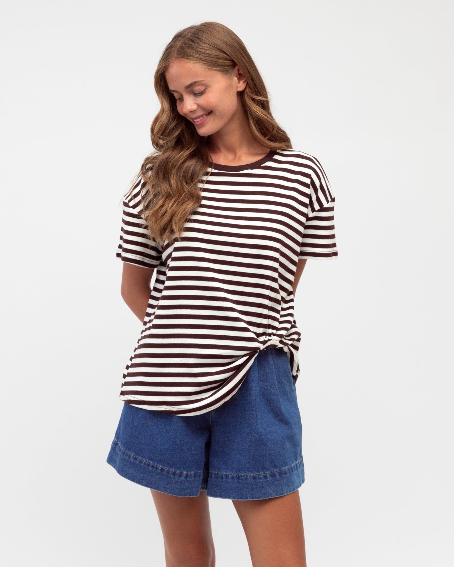 Easy Tuck Tee - Ivory/Choc