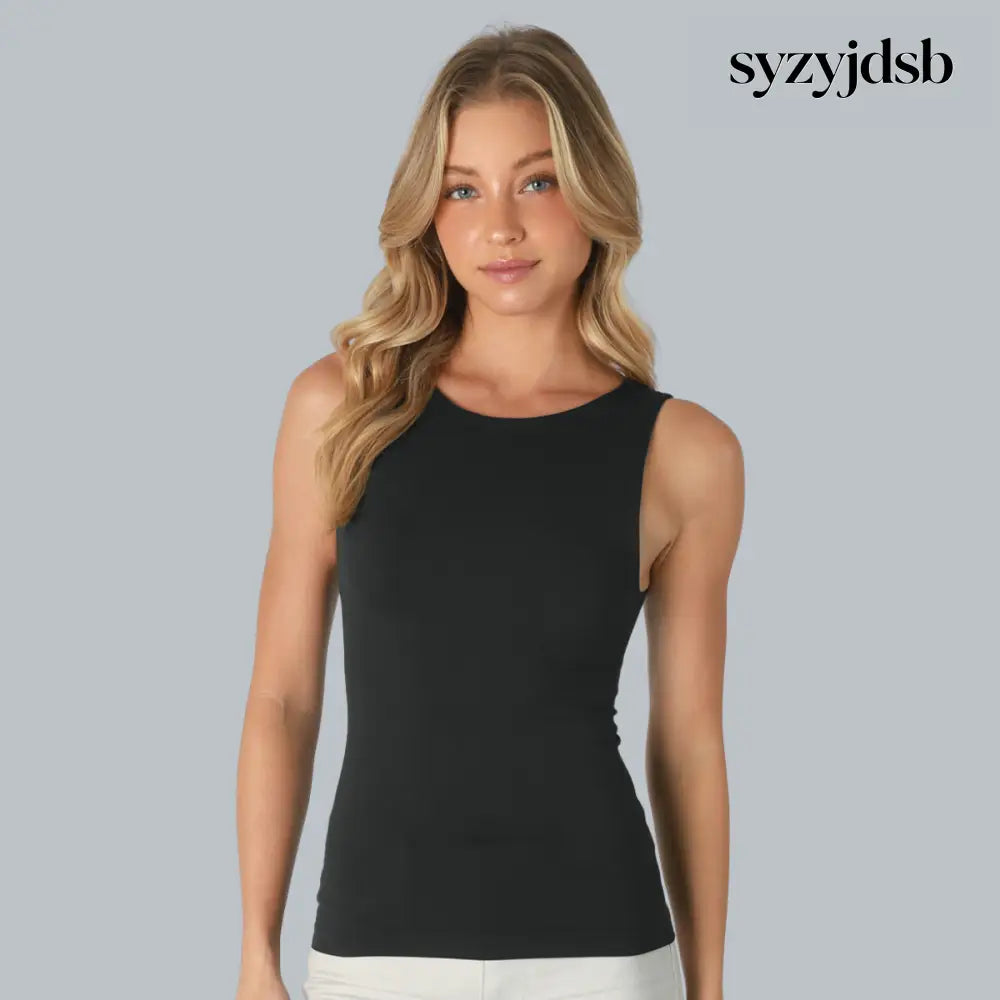 CLEAN LINE BOAT NECK TANK TOP - BLACK - Top