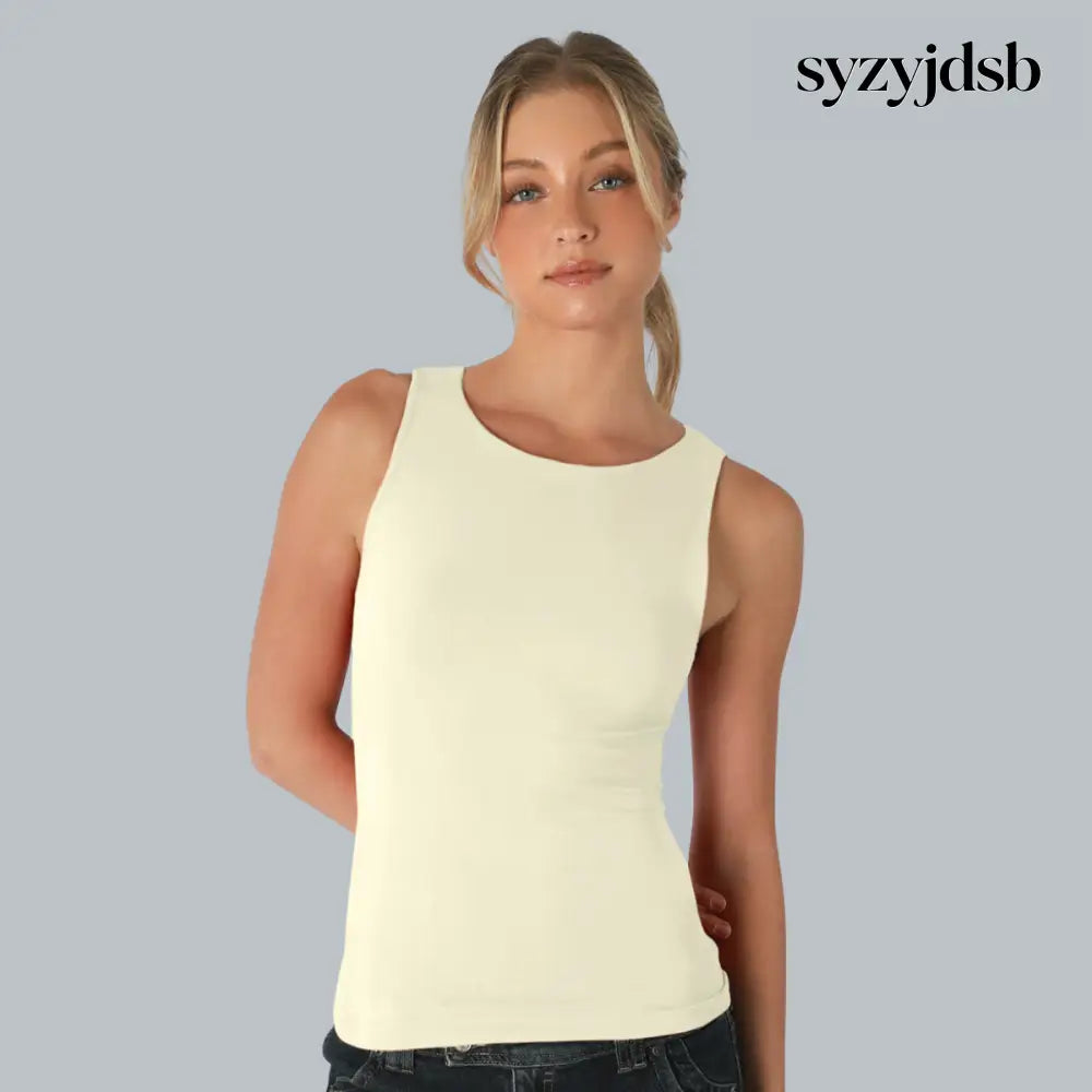 CLEAN LINE BOAT NECK TANK TOP - BUTTERCREAM - Top
