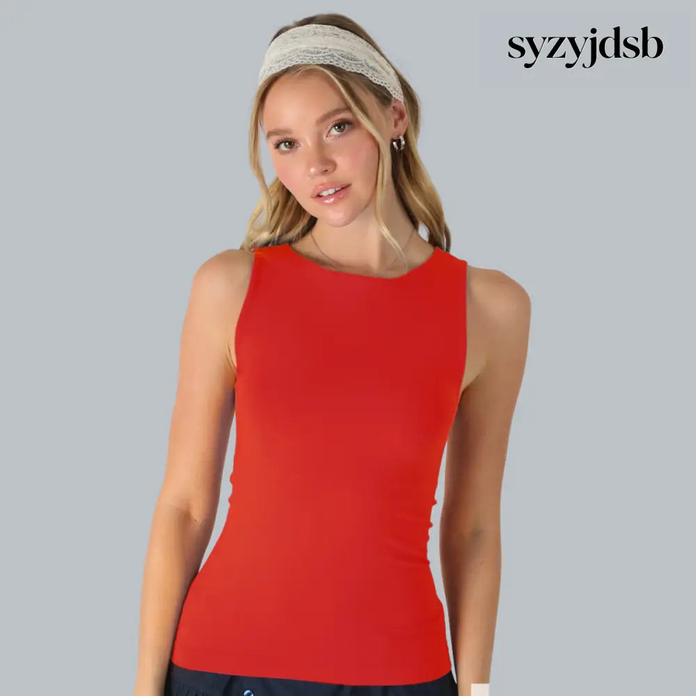 CLEAN LINE BOAT NECK TANK TOP - SCARLET SMILE - Top