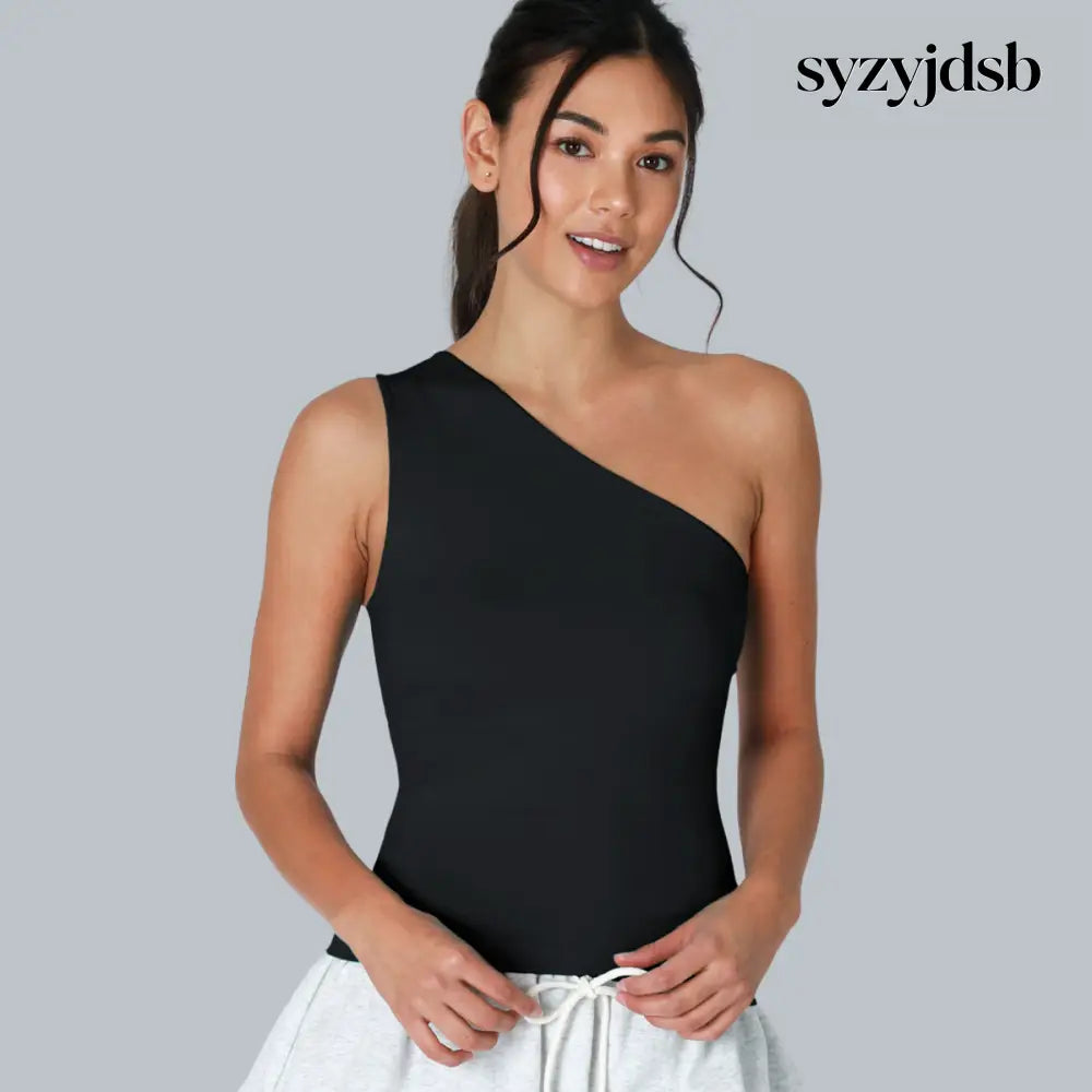 CLEAN LINE ONE SHOULDER TOP - BLACK / One size - Top