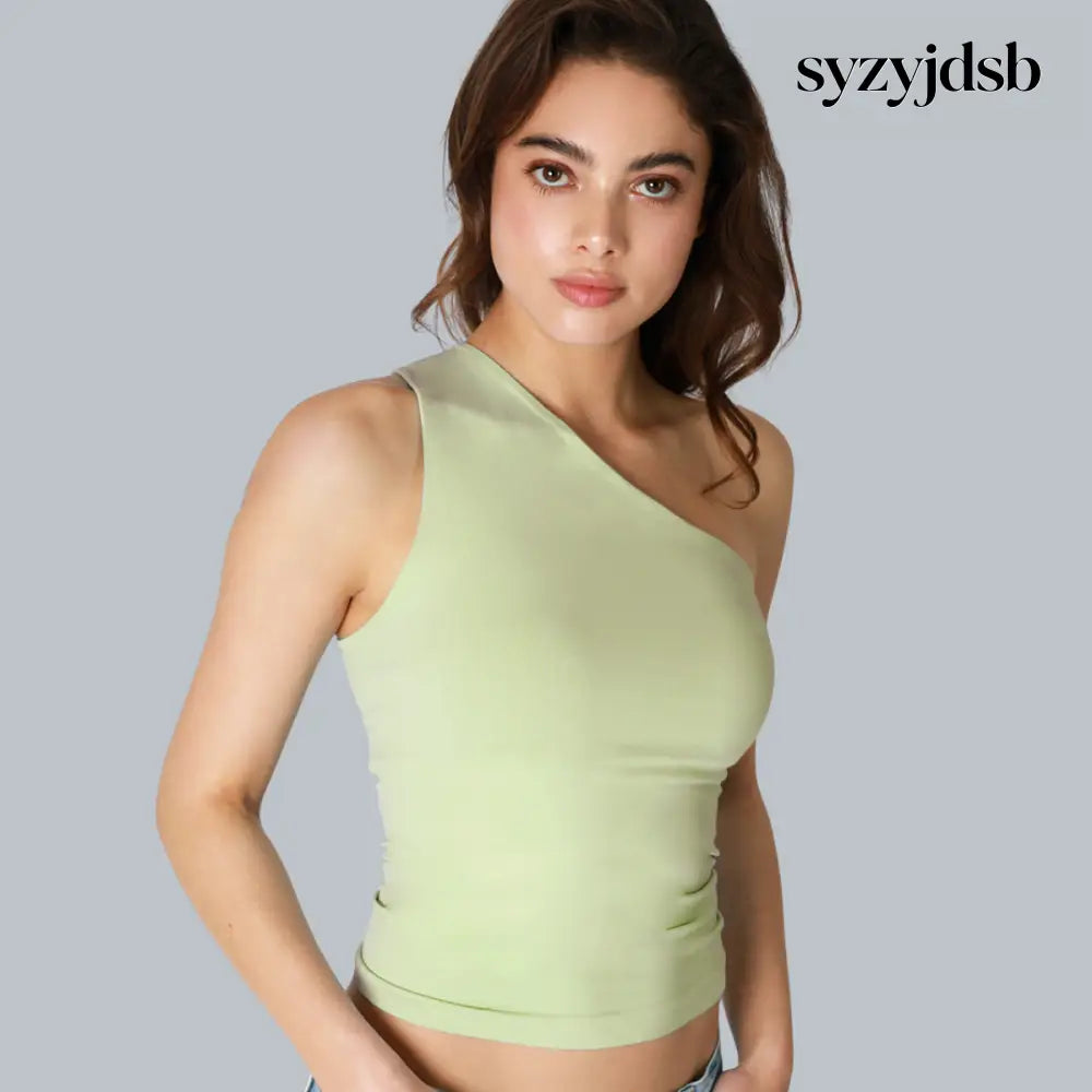 CLEAN LINE ONE SHOULDER TOP - PISTACHIO CREAM / One size - Top
