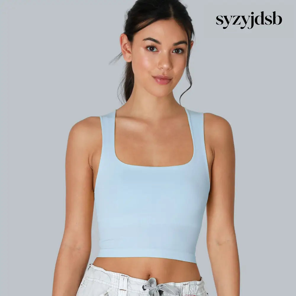 CLEAN LINE SQUARE NECK TOP - BREEZY BLUE / ONE SIZE - Top
