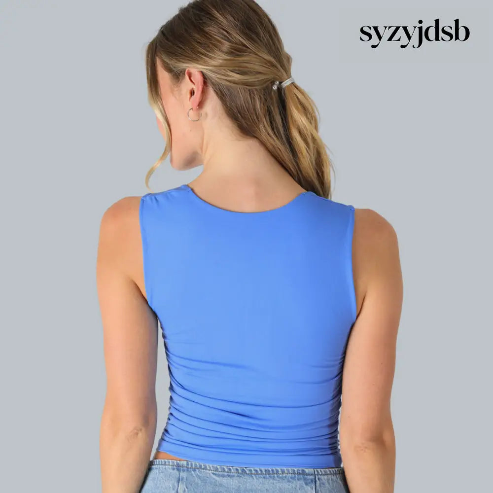 CLEAN LINE SQUARE SHIRRED TOP - Top