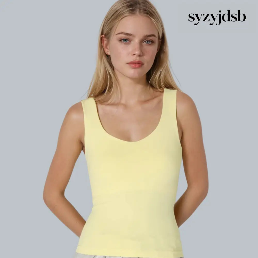 CLEAN LINE SWEET HEART TANK TOP - PALE BANANA / One size - Top