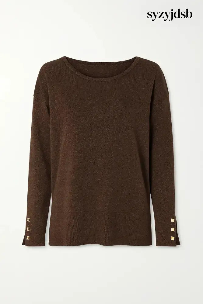 Girocollo in lurex con borchie - M (41) / Cioccolato - MAGLIA