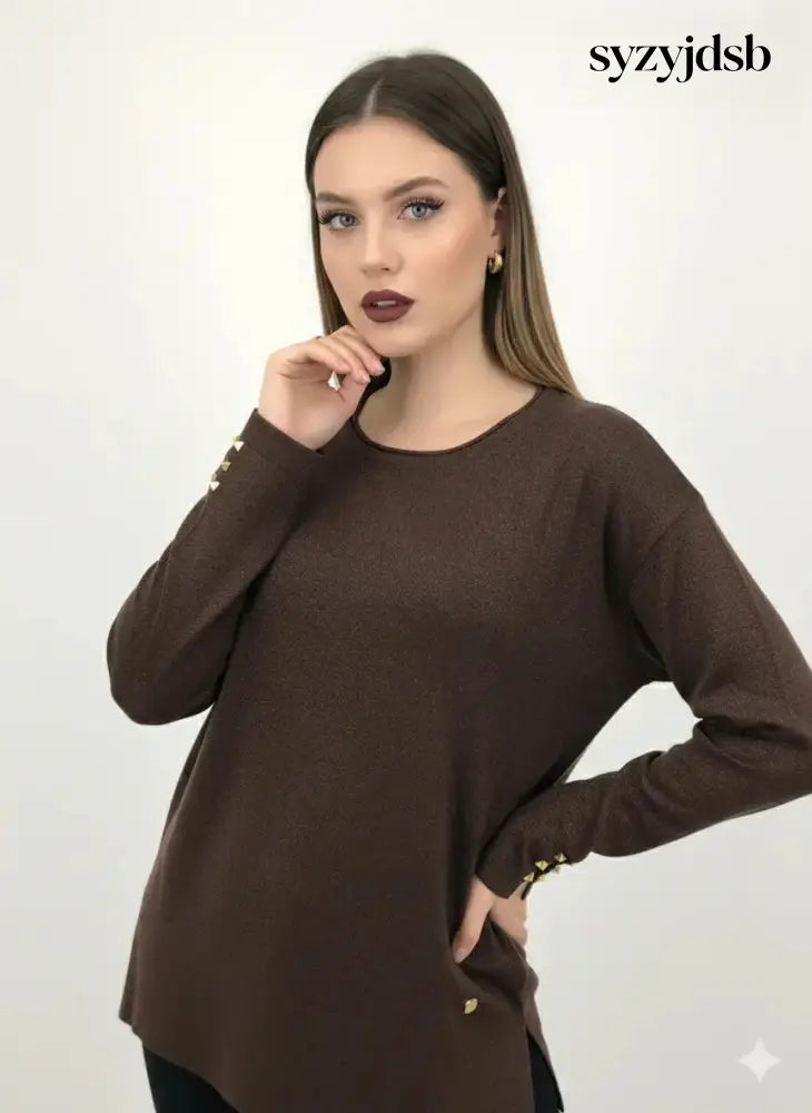 Girocollo in lurex con borchie - MAGLIA