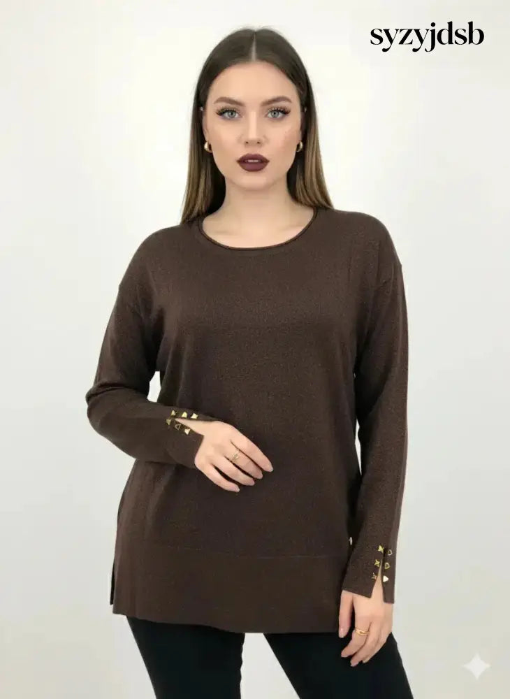 Girocollo in lurex con borchie - MAGLIA