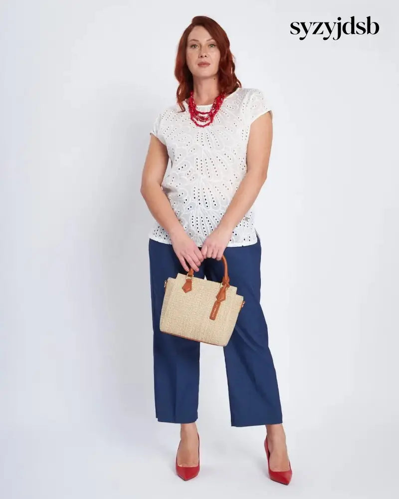 Jogger a palazzo in chambray con lacci BLU - 41 - PANTALONE