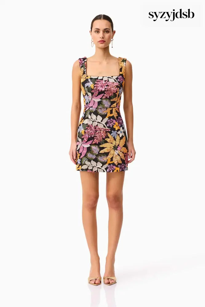 Kiran Party Mini Dress in Orange Floral - Dress