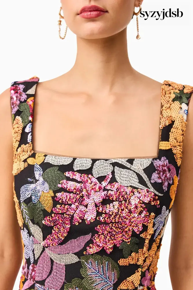 Kiran Party Mini Dress in Orange Floral - Dress