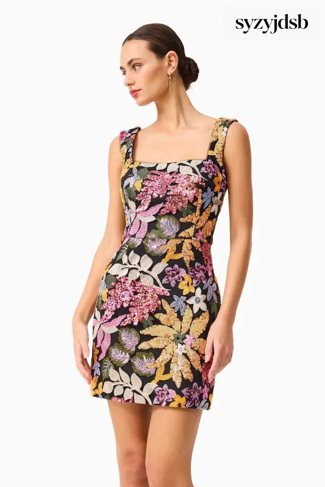 Kiran Party Mini Dress in Orange Floral - Dress
