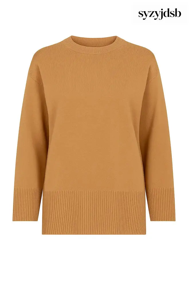 Maglia girocollo con costina alta al fondo - M (41) / cammello - MAGLIA