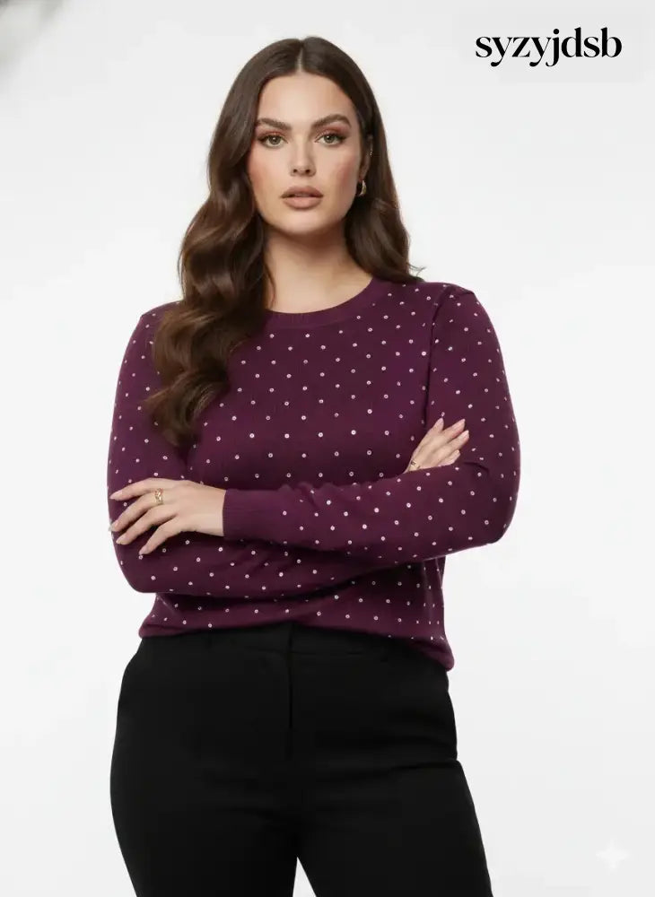 Maglia girocollo con dettagli strass - MAGLIA