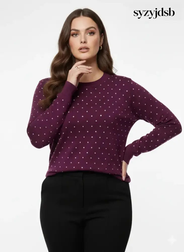 Maglia girocollo con dettagli strass - MAGLIA