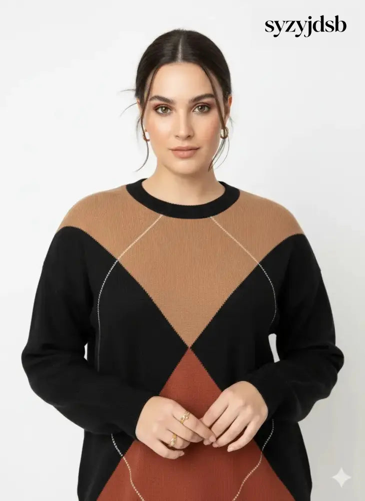 Maglia girocollo con rombi - MAGLIA