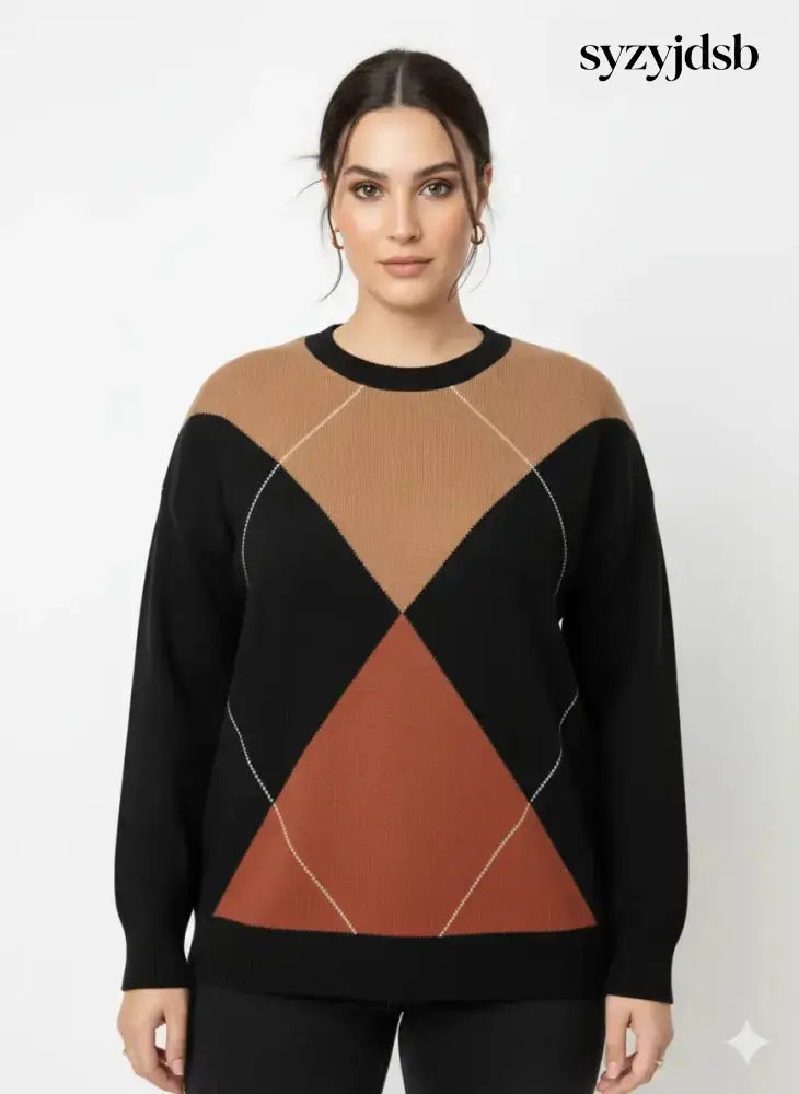 Maglia girocollo con rombi - MAGLIA