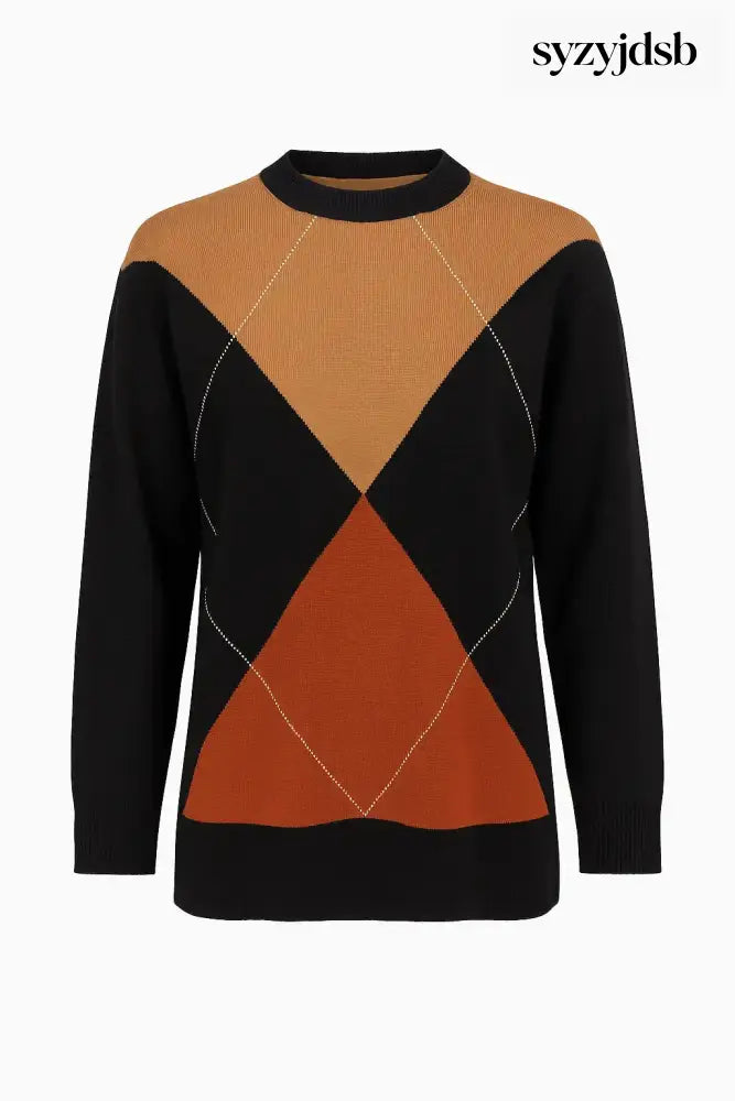 Maglia girocollo con rombi - M (41) / Nero - MAGLIA