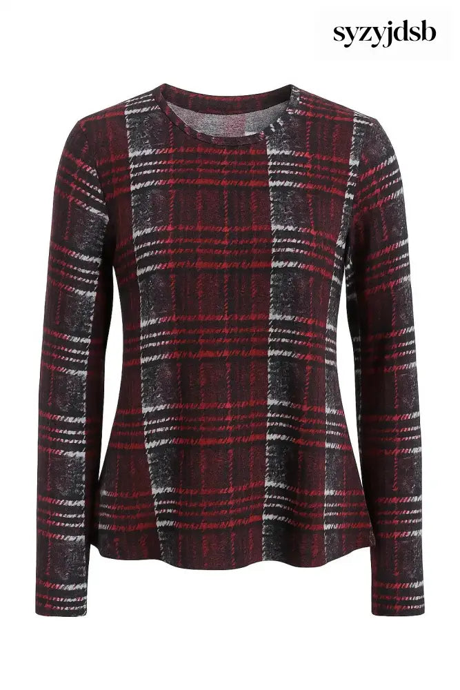 Maglia girocollo principe di Galles - Bordeaux / M (41) - MAGLIA