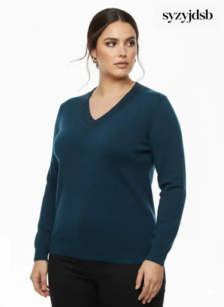 Maglia scollo a ’V’ con applicazioni - MAGLIA