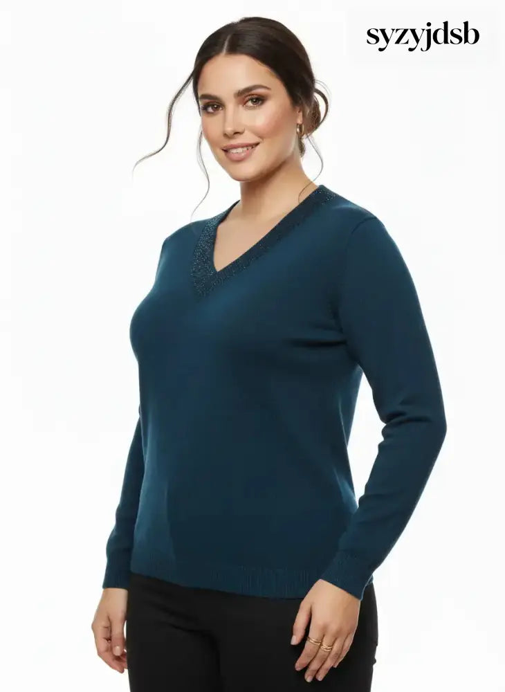 Maglia scollo a ’V’ con applicazioni - MAGLIA