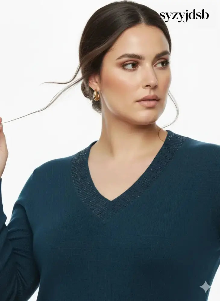 Maglia scollo a ’V’ con applicazioni - MAGLIA