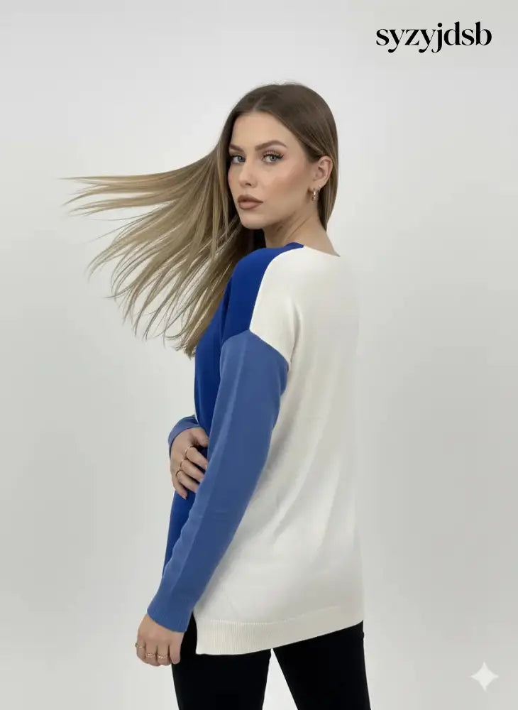 Maglia scollo a ’V’ a tre colori - MAGLIA