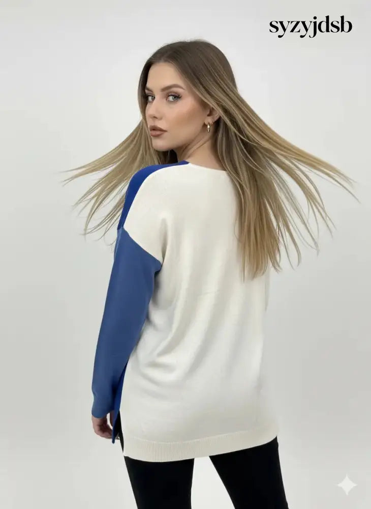 Maglia scollo a ’V’ a tre colori - MAGLIA