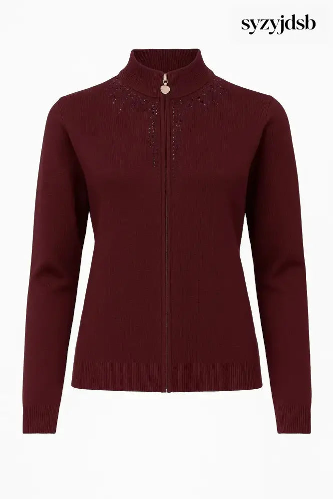 Mock neck zip con applicazione - M (41) / Bordeaux - MAGLIA
