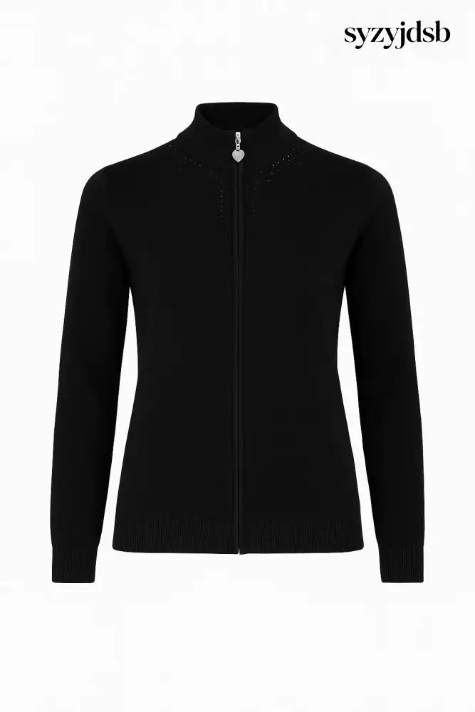 Mock neck zip con applicazione - M (41) / Nero - MAGLIA