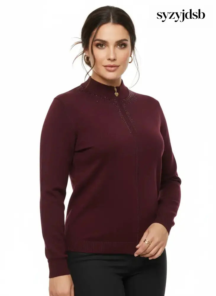 Mock neck zip con applicazione - MAGLIA