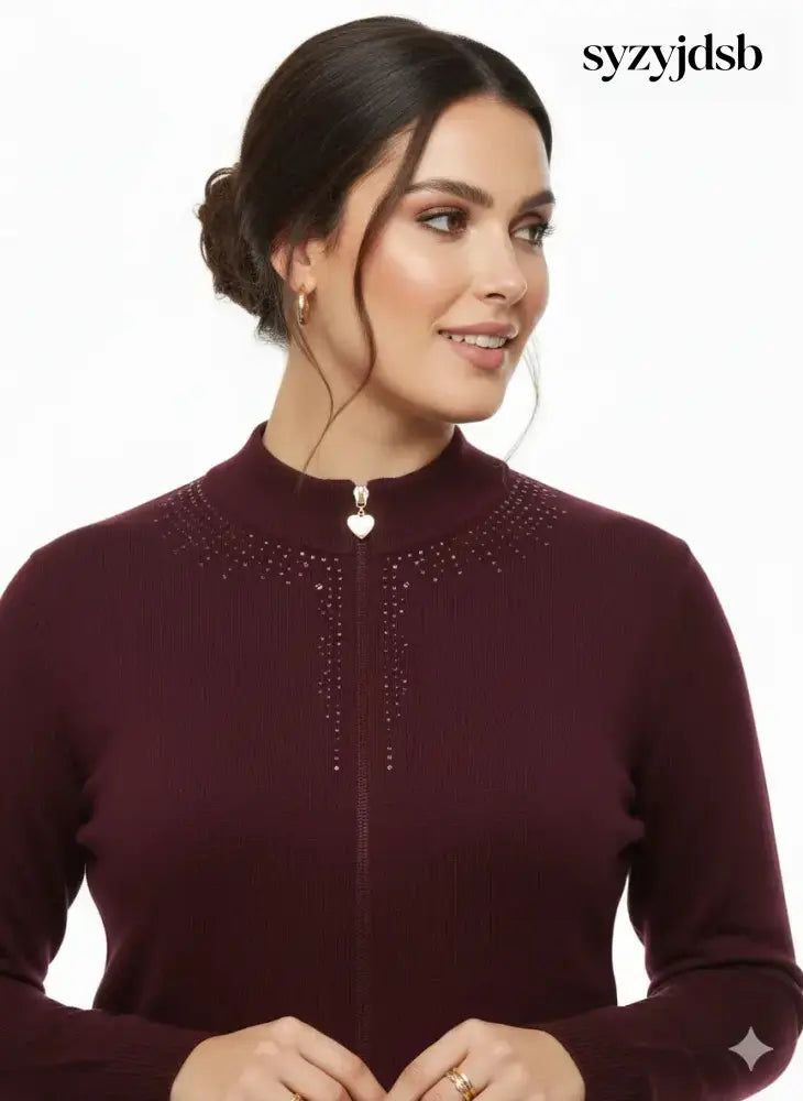 Mock neck zip con applicazione - MAGLIA