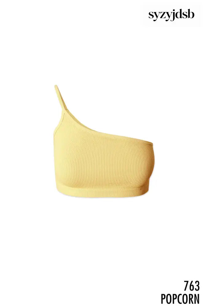 One Shoulder Ribbed Bralette - Pop Corn - Underwear