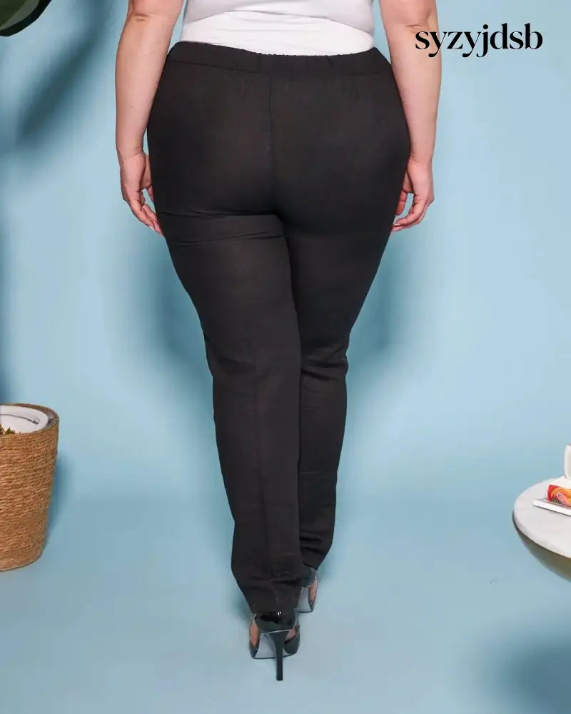Pantalone in misto lino/viscosa con dettaglio passamaneria NERO - PANTALONE