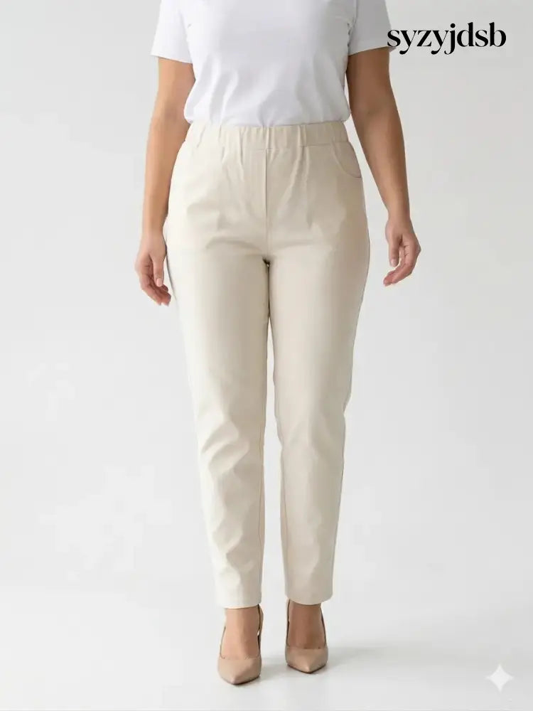 Pantalone skinny in twill di misto cotone elasticizzato tinta unita con tasche - PANTALONE
