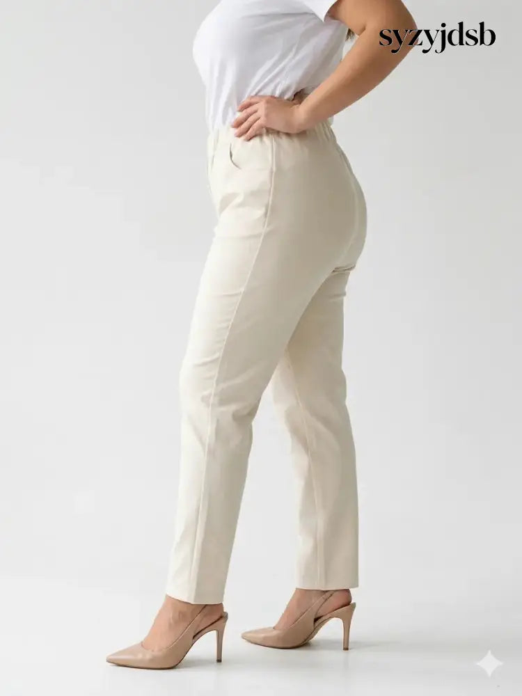 Pantalone skinny in twill di misto cotone elasticizzato tinta unita con tasche - PANTALONE