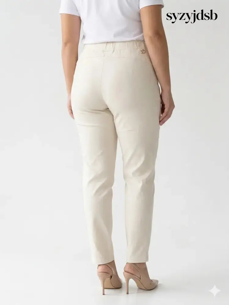 Pantalone skinny in twill di misto cotone elasticizzato tinta unita con tasche - PANTALONE
