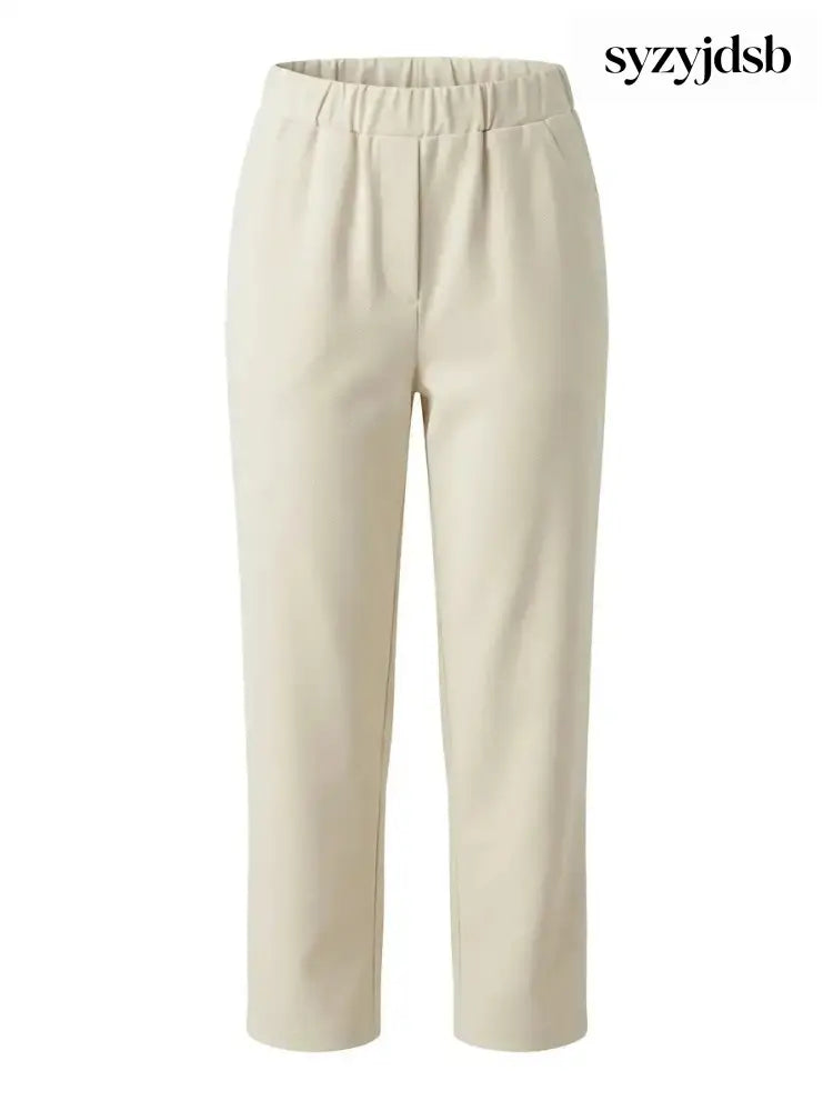 Pantalone skinny in twill di misto cotone elasticizzato tinta unita con tasche - Bianco Crema / 41 - PANTALONE