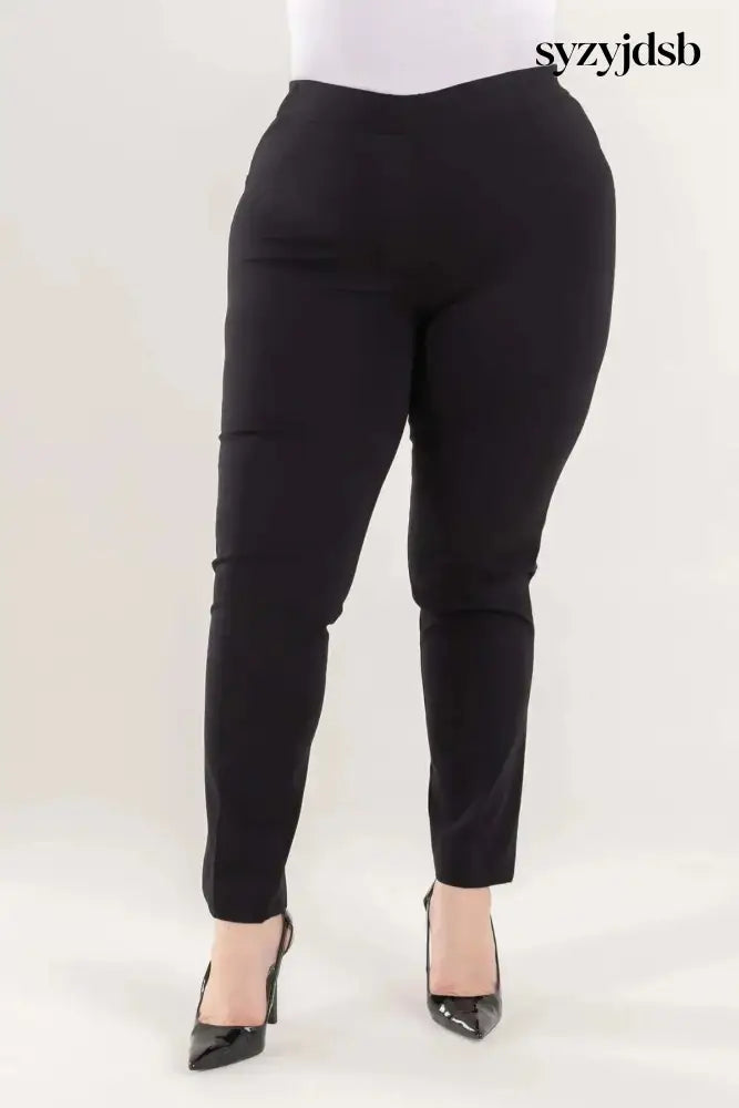 Pantalone skinny in twill di misto cotone elasticizzato tinta unita con tasche - Nero / 41 - PANTALONE