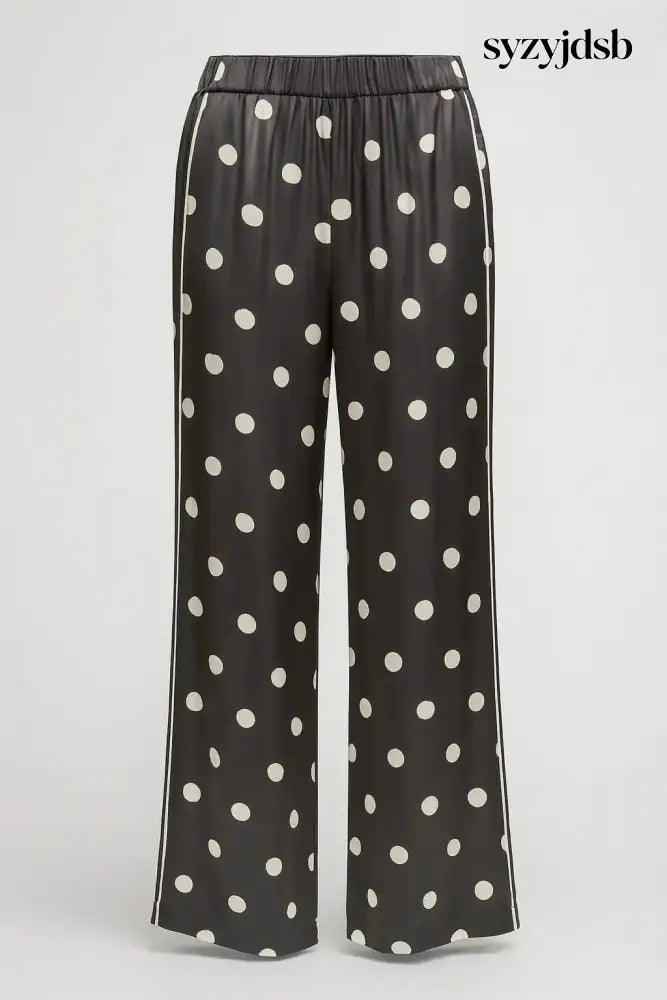 Pantaloni palazzo a pois con piping laterale a contrasto - 41 (50 IT) - PANTALONE