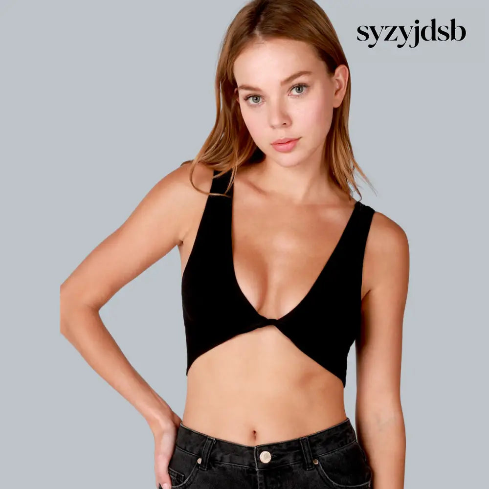 REVERSIBLE TWIST BRA TOP - BLACK / one size - Top